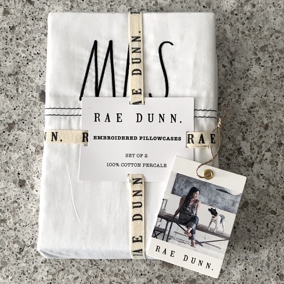 Rae Dunn Other - Rae Dunn Mr.&Mrs. White Cotton Pillow Cases